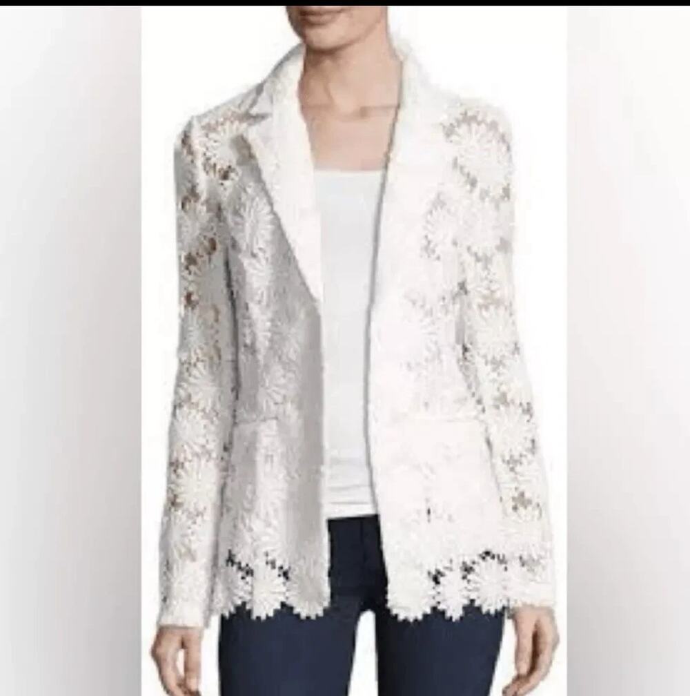 Berek Peek-A-Boo 3D Open Floral White Blazer Jacket Small NWT